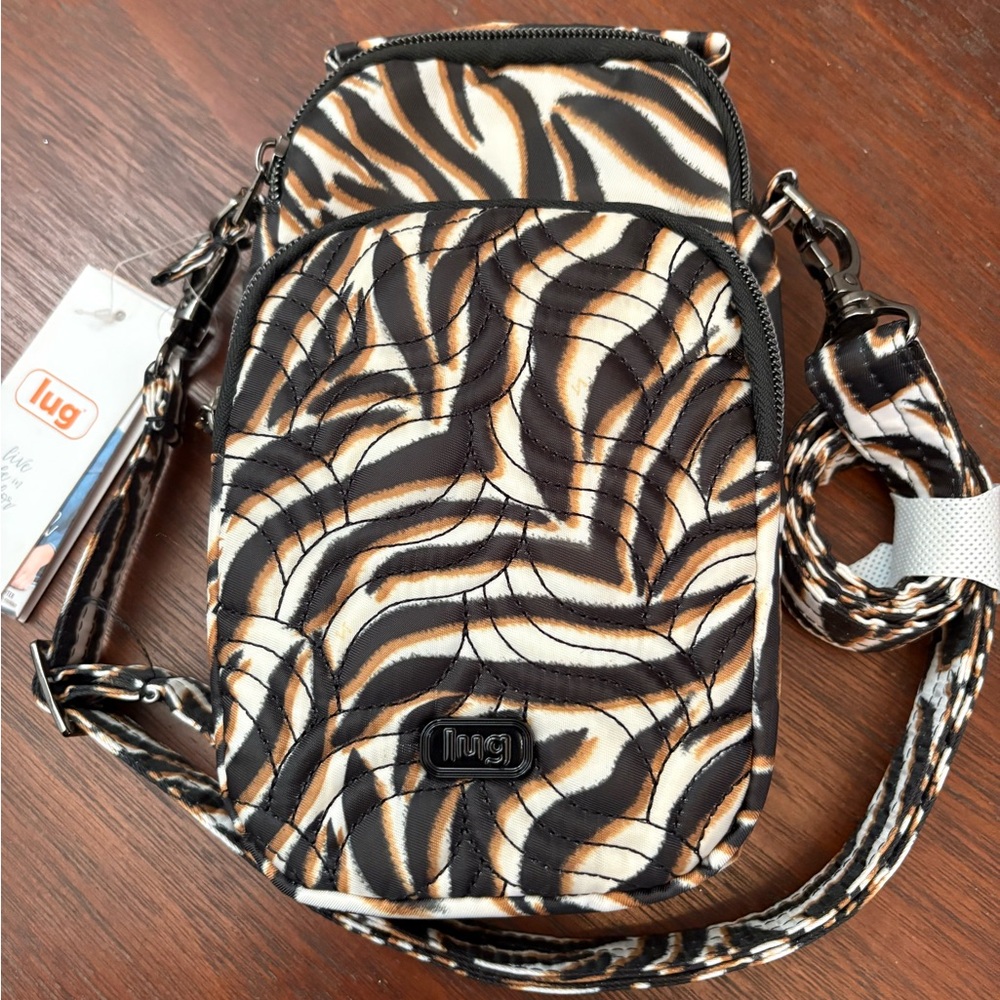 Lug white black brown zebra Patterned Crossbody Bag NWT